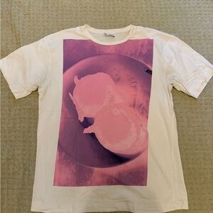Zara White Tee with Pink Graphic